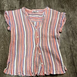 New Directions Multicolor Striped Button-Down Shirt